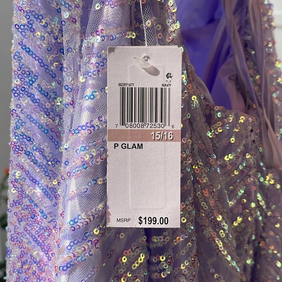 B. Darlin - Juniors' Purple Sequin Prom Gown - Size 15/16 - Picture 13 of 16